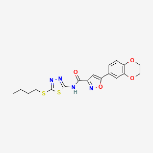 molecular formula C18H18N4O4S2 B11344763 N-[5-(butylsulfanyl)-1,3,4-thiadiazol-2-yl]-5-(2,3-dihydro-1,4-benzodioxin-6-yl)-1,2-oxazole-3-carboxamide 