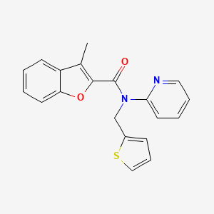 3-methyl-N-(pyridin-2-yl)-N-(thiophen-2-ylmethyl)-1-benzofuran-2-carboxamide