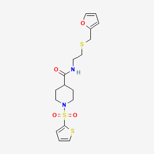 N-{2-[(furan-2-ylmethyl)sulfanyl]ethyl}-1-(thiophen-2-ylsulfonyl)piperidine-4-carboxamide