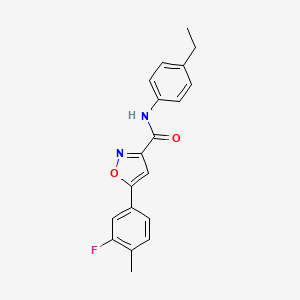 molecular formula C19H17FN2O2 B11344881 N-(4-ethylphenyl)-5-(3-fluoro-4-methylphenyl)-1,2-oxazole-3-carboxamide 