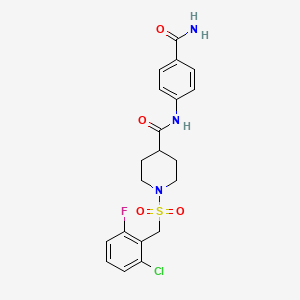 N-(4-carbamoylphenyl)-1-[(2-chloro-6-fluorobenzyl)sulfonyl]piperidine-4-carboxamide