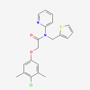 2-(4-chloro-3,5-dimethylphenoxy)-N-(pyridin-2-yl)-N-(thiophen-2-ylmethyl)acetamide