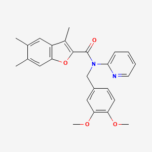 N-(3,4-dimethoxybenzyl)-3,5,6-trimethyl-N-(pyridin-2-yl)-1-benzofuran-2-carboxamide