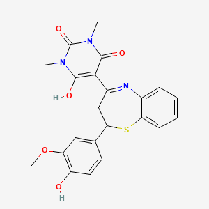 5-[2-(4-hydroxy-3-methoxyphenyl)-2,3-dihydro-1,5-benzothiazepin-4(5H)-ylidene]-1,3-dimethylpyrimidine-2,4,6(1H,3H,5H)-trione