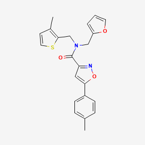 molecular formula C22H20N2O3S B11344935 N-(furan-2-ylmethyl)-5-(4-methylphenyl)-N-[(3-methylthiophen-2-yl)methyl]-1,2-oxazole-3-carboxamide 