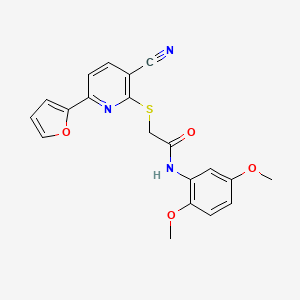 2-{[3-cyano-6-(furan-2-yl)pyridin-2-yl]sulfanyl}-N-(2,5-dimethoxyphenyl)acetamide