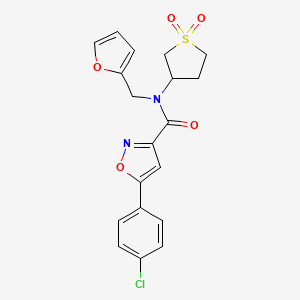 molecular formula C19H17ClN2O5S B11345053 5-(4-chlorophenyl)-N-(1,1-dioxidotetrahydrothiophen-3-yl)-N-(furan-2-ylmethyl)-1,2-oxazole-3-carboxamide 