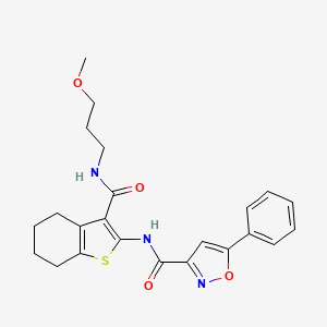 molecular formula C23H25N3O4S B11345070 N-{3-[(3-methoxypropyl)carbamoyl]-4,5,6,7-tetrahydro-1-benzothiophen-2-yl}-5-phenyl-1,2-oxazole-3-carboxamide 