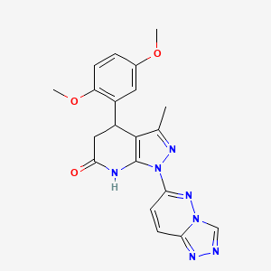 molecular formula C20H19N7O3 B11345222 4-(2,5-dimethoxyphenyl)-3-methyl-1-([1,2,4]triazolo[4,3-b]pyridazin-6-yl)-4,5-dihydro-1H-pyrazolo[3,4-b]pyridin-6-ol 