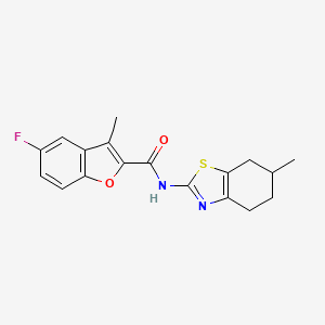 molecular formula C18H17FN2O2S B11345232 5-fluoro-3-methyl-N-(6-methyl-4,5,6,7-tetrahydro-1,3-benzothiazol-2-yl)-1-benzofuran-2-carboxamide 