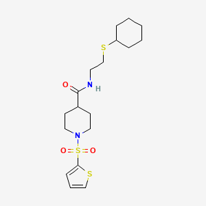 molecular formula C18H28N2O3S3 B11345254 N-[2-(cyclohexylsulfanyl)ethyl]-1-(thiophen-2-ylsulfonyl)piperidine-4-carboxamide 