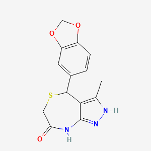 molecular formula C14H13N3O3S B11345275 4-(1,3-benzodioxol-5-yl)-3-methyl-4,6-dihydro-1H-pyrazolo[3,4-e][1,4]thiazepin-7-ol 