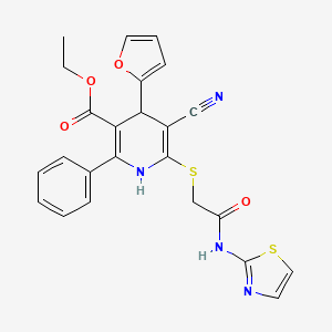 Ethyl 5-cyano-4-(furan-2-yl)-6-{[2-oxo-2-(1,3-thiazol-2-ylamino)ethyl]sulfanyl}-2-phenyl-1,4-dihydropyridine-3-carboxylate