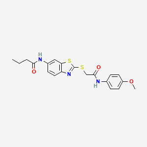 molecular formula C20H21N3O3S2 B11345312 N-[2-({2-[(4-methoxyphenyl)amino]-2-oxoethyl}sulfanyl)-1,3-benzothiazol-6-yl]butanamide 