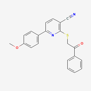 molecular formula C21H16N2O2S B11345319 6-(4-Methoxyphenyl)-2-[(2-oxo-2-phenylethyl)sulfanyl]pyridine-3-carbonitrile 