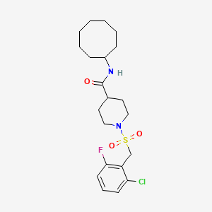 molecular formula C21H30ClFN2O3S B11345349 1-[(2-chloro-6-fluorobenzyl)sulfonyl]-N-cyclooctylpiperidine-4-carboxamide 