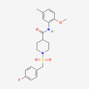 molecular formula C21H25FN2O4S B11345391 1-[(4-fluorobenzyl)sulfonyl]-N-(2-methoxy-5-methylphenyl)piperidine-4-carboxamide 