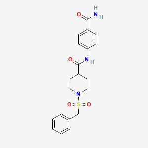 molecular formula C20H23N3O4S B11345477 1-(benzylsulfonyl)-N-(4-carbamoylphenyl)piperidine-4-carboxamide 