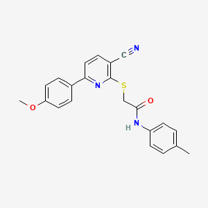 2-{[3-cyano-6-(4-methoxyphenyl)pyridin-2-yl]sulfanyl}-N-(4-methylphenyl)acetamide