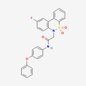 molecular formula C26H19FN2O4S B11345598 2-(9-fluoro-5,5-dioxido-6H-dibenzo[c,e][1,2]thiazin-6-yl)-N-(4-phenoxyphenyl)acetamide 