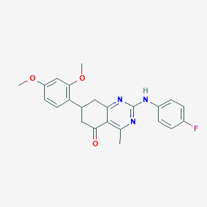 molecular formula C23H22FN3O3 B11345674 7-(2,4-dimethoxyphenyl)-2-[(4-fluorophenyl)amino]-4-methyl-7,8-dihydroquinazolin-5(6H)-one 