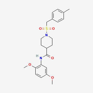 molecular formula C22H28N2O5S B11345779 N-(2,5-dimethoxyphenyl)-1-[(4-methylbenzyl)sulfonyl]piperidine-4-carboxamide 