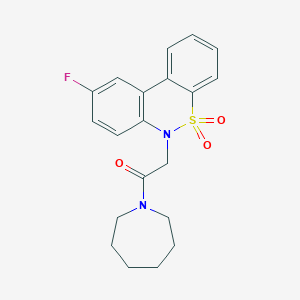 molecular formula C20H21FN2O3S B11345839 1-(1-Azepanyl)-2-(9-fluoro-5,5-dioxido-6H-dibenzo[C,E][1,2]thiazin-6-YL)ethanone 