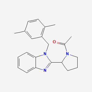 molecular formula C22H25N3O B11345950 1-{2-[1-(2,5-dimethylbenzyl)-1H-benzimidazol-2-yl]pyrrolidin-1-yl}ethanone 