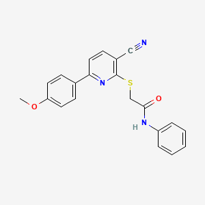 2-{[3-cyano-6-(4-methoxyphenyl)pyridin-2-yl]sulfanyl}-N-phenylacetamide