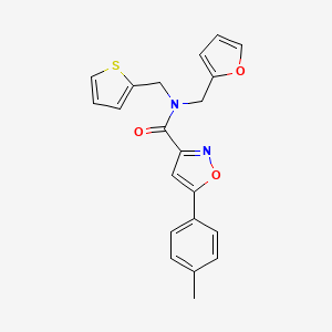 N-(furan-2-ylmethyl)-5-(4-methylphenyl)-N-(thiophen-2-ylmethyl)-1,2-oxazole-3-carboxamide