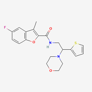 molecular formula C20H21FN2O3S B11346002 5-fluoro-3-methyl-N-[2-(morpholin-4-yl)-2-(thiophen-2-yl)ethyl]-1-benzofuran-2-carboxamide 