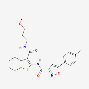 molecular formula C24H27N3O4S B11346142 N-{3-[(3-methoxypropyl)carbamoyl]-4,5,6,7-tetrahydro-1-benzothiophen-2-yl}-5-(4-methylphenyl)-1,2-oxazole-3-carboxamide 