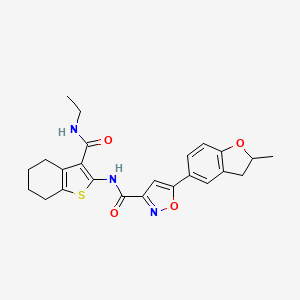 molecular formula C24H25N3O4S B11346190 N-[3-(ethylcarbamoyl)-4,5,6,7-tetrahydro-1-benzothiophen-2-yl]-5-(2-methyl-2,3-dihydro-1-benzofuran-5-yl)-1,2-oxazole-3-carboxamide 