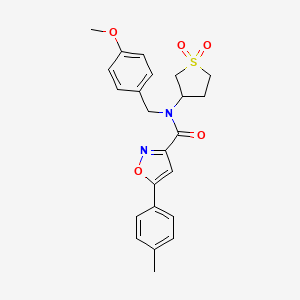 molecular formula C23H24N2O5S B11346218 N-(1,1-dioxidotetrahydrothiophen-3-yl)-N-(4-methoxybenzyl)-5-(4-methylphenyl)-1,2-oxazole-3-carboxamide 