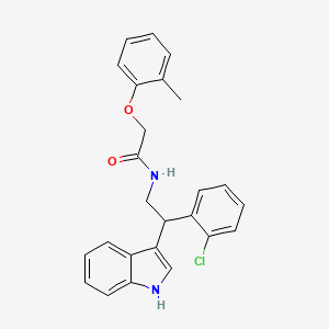 molecular formula C25H23ClN2O2 B11346253 N-[2-(2-chlorophenyl)-2-(1H-indol-3-yl)ethyl]-2-(2-methylphenoxy)acetamide 