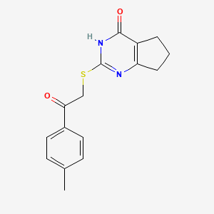 molecular formula C16H16N2O2S B11346277 2-{[2-(4-Methylphenyl)-2-oxoethyl]sulfanyl}-3H,4H,5H,6H,7H-cyclopenta[D]pyrimidin-4-one 