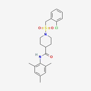 molecular formula C22H27ClN2O3S B11346393 1-[(2-chlorobenzyl)sulfonyl]-N-(2,4,6-trimethylphenyl)piperidine-4-carboxamide 