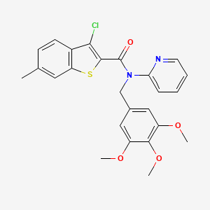 molecular formula C25H23ClN2O4S B11346441 3-chloro-6-methyl-N-(pyridin-2-yl)-N-(3,4,5-trimethoxybenzyl)-1-benzothiophene-2-carboxamide 