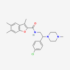 molecular formula C25H30ClN3O2 B11346463 N-[2-(4-chlorophenyl)-2-(4-methylpiperazin-1-yl)ethyl]-3,5,6-trimethyl-1-benzofuran-2-carboxamide 