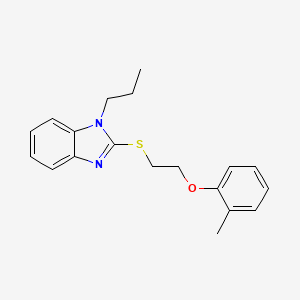 molecular formula C19H22N2OS B11346489 2-{[2-(2-methylphenoxy)ethyl]sulfanyl}-1-propyl-1H-benzimidazole 