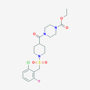 molecular formula C20H27ClFN3O5S B11346577 Ethyl 4-({1-[(2-chloro-6-fluorobenzyl)sulfonyl]piperidin-4-yl}carbonyl)piperazine-1-carboxylate 