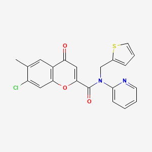 7-chloro-6-methyl-4-oxo-N-(pyridin-2-yl)-N-(thiophen-2-ylmethyl)-4H-chromene-2-carboxamide