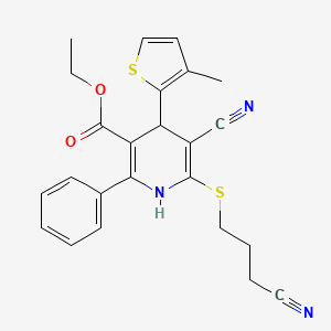 Ethyl 5-cyano-6-[(3-cyanopropyl)sulfanyl]-4-(3-methylthiophen-2-yl)-2-phenyl-1,4-dihydropyridine-3-carboxylate