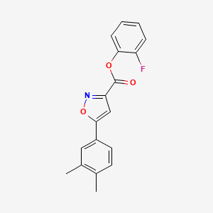 molecular formula C18H14FNO3 B11346681 2-Fluorophenyl 5-(3,4-dimethylphenyl)-1,2-oxazole-3-carboxylate 