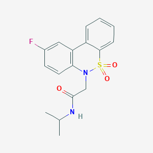 molecular formula C17H17FN2O3S B11346743 2-(9-fluoro-5,5-dioxido-6H-dibenzo[c,e][1,2]thiazin-6-yl)-N-isopropylacetamide 