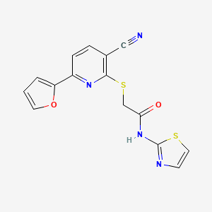 2-{[3-cyano-6-(furan-2-yl)pyridin-2-yl]sulfanyl}-N-(1,3-thiazol-2-yl)acetamide