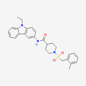 molecular formula C28H31N3O3S B11346797 N-(9-ethyl-9H-carbazol-3-yl)-1-[(2-methylbenzyl)sulfonyl]piperidine-4-carboxamide 