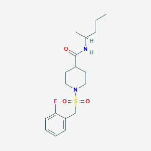 molecular formula C18H27FN2O3S B11346803 1-[(2-fluorobenzyl)sulfonyl]-N-(pentan-2-yl)piperidine-4-carboxamide 