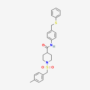 molecular formula C27H30N2O3S2 B11346819 1-[(4-methylbenzyl)sulfonyl]-N-{4-[(phenylsulfanyl)methyl]phenyl}piperidine-4-carboxamide 