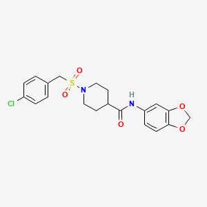 molecular formula C20H21ClN2O5S B11346892 N-(1,3-benzodioxol-5-yl)-1-[(4-chlorobenzyl)sulfonyl]piperidine-4-carboxamide 